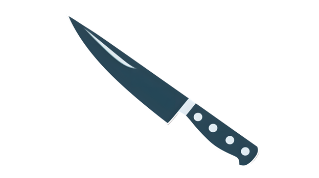 Chefs Knife Kitchen Utensil Cooking Tool Cutlery Sharp Blade Black Handle Food Preparati png