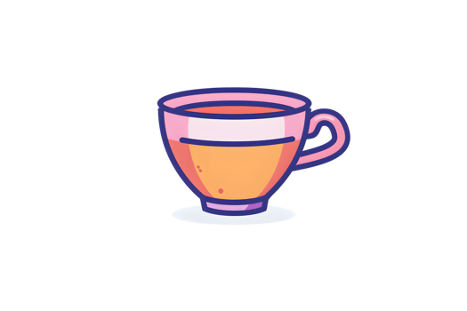 Illustrative depiction of a colorful tea cup with vibrant hues ideal for culinary beverage a png