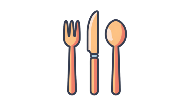 Colorful Cutlery Set Fork Knife and Spoon in Vibrant Design for Culinary and Dining Themes png