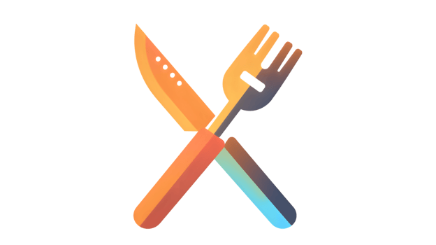 Colorful Cutlery Crossed Knife and Fork with Gradient Handles for Culinary Design png