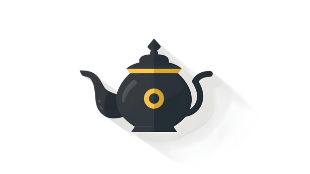 Elegant Black Teapot with Gold Accents on a White Cloth Perfect for Culinary and Decorative Th png