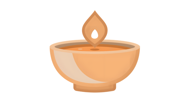 Illustration of a Traditional Oil Lamp with a Flame Ideal for Cultural and Spiritual Themes png