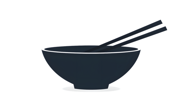 Minimalist Black Bowl with Chopsticks Simple Design for Culinary and Dining Themes png