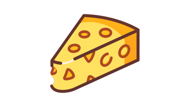 A slice of cheese with holes png