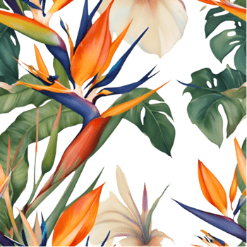 Trendy Bird of Paradise Flower Motif for Digital Print Artwork. . png
