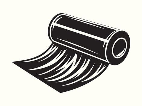 Black Solid Icon of a Plastic Wrap Kitchen Roll vector