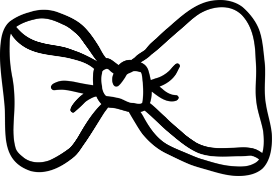 Cute Bow Tie Outline Black and White Hand Drawn png