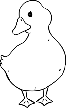 Cute Cartoon Duck Outline Black and White Hand Drawn Doodle Character png