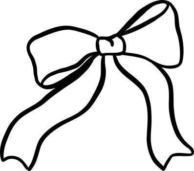 Cute Ribbon Bow Outline Black and White Hand Drawn png