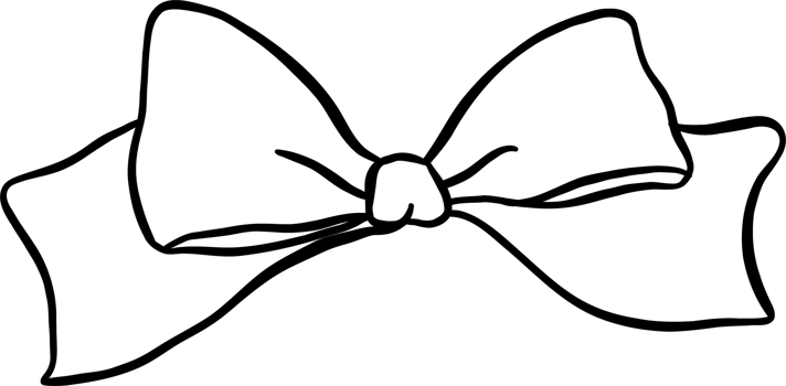 Cute Ribbon Bow Tie Outline Black and White Hand Drawn png