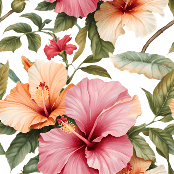 Elegant hibiscus floral pattern for modern tropical art. . png