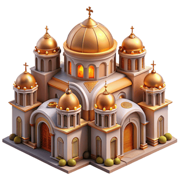 impressive minimalist Byzantine basilica, intricate mosaics, soaring domes, warm candlelight, highly detailed, Byzantine style high quality png