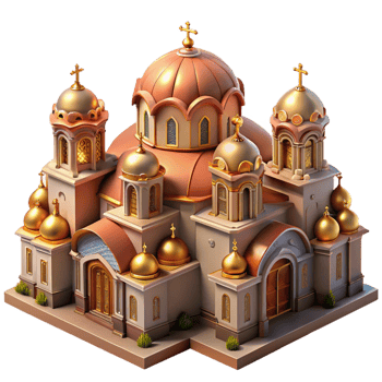 extraordinary modern Byzantine basilica, intricate mosaics, soaring domes, warm candlelight, highly detailed, Byzantine style genuine png