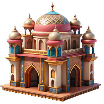 elegant creative Moorish palace, intricate arabesque patterns, colorful tilework, dappled sunlight, highly detailed, Moorish style exclusive png