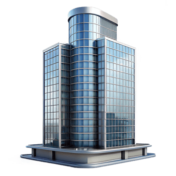 serene minimalist International Style skyscraper, sleek glass and steel facade, minimalist design, bright sunlight, highly detailed, International Style original png