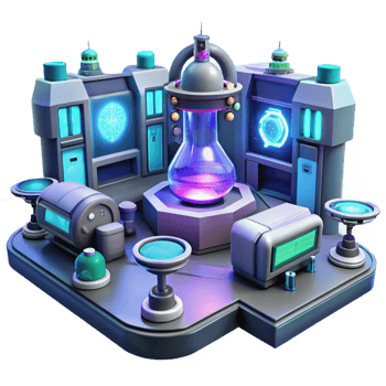 magnificent minimalist A futuristic laboratory filled with glowing screens and complex equipment. Science fiction style premium png