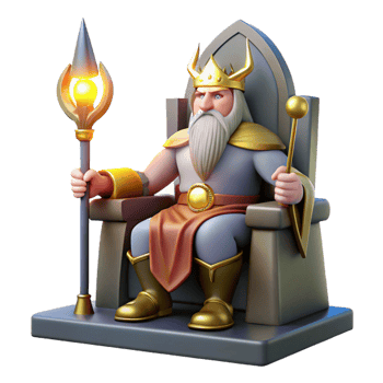 elegant vintage A powerful Odin seated on his throne, holding his spear Gungnir, illuminated by the bright light of Asgard. Norse mythology style, detailed depiction of the throne detailed png