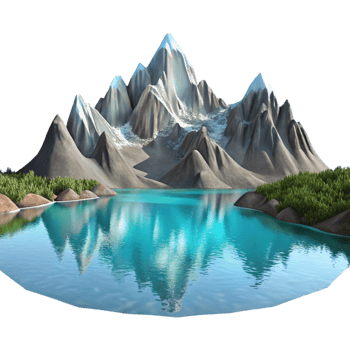 wonderful modern A crystal-clear lake reflecting the surrounding mountains, calm and serene lighting, landscape photography style detailed png