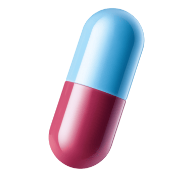 A pill with a blue and pink cap png