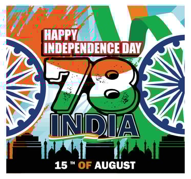 Indian Independence Day Celebration Artwork with Historic and Patriotic. vector