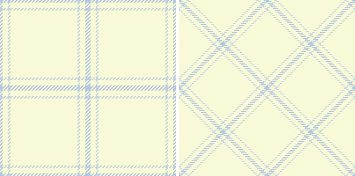 Elegant pastel blue and yellow plaid patterns. Versatile seamless textures ideal for fabric design, website backgrounds, stationery, or packaging. vector