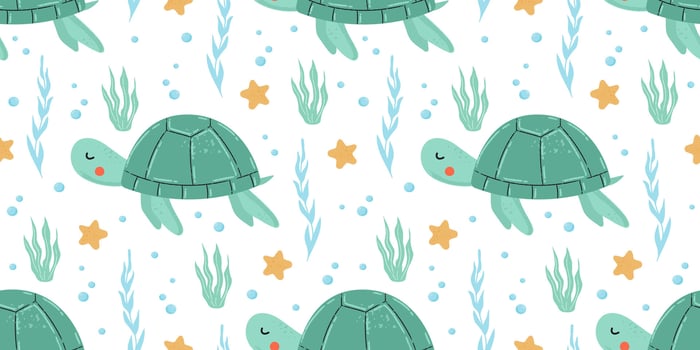 Turtle animal seamless pattern vector