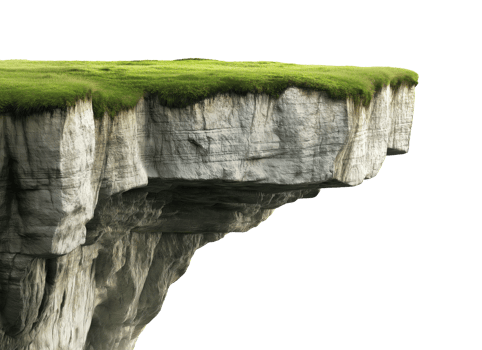 Cliff with the grass on the top isolated on a transparent background png