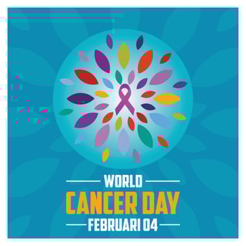 World Cancer Day with Ribbon and colorful pattern. vector