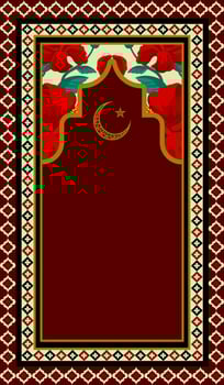 red Muslim rug vector