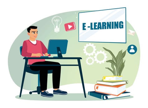 Concept distance education, e-learning, study process. vector