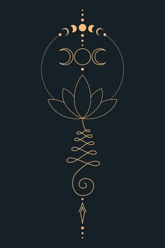 Elegant spiritual lotus symbol with unalome motif vector