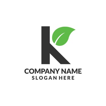 K leaf letter logo design template vector