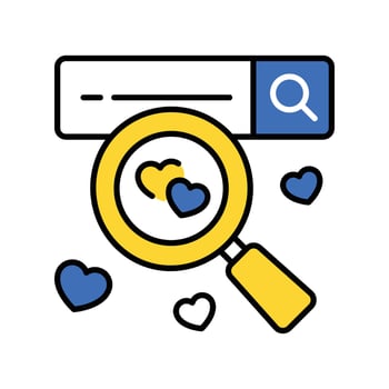 Search Love filled outline icon. EPS 10 file vector