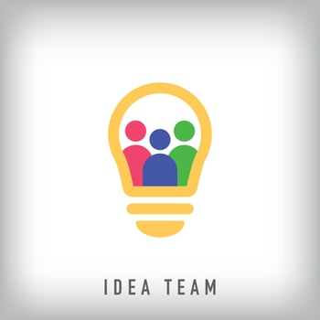 Team idea logo design with premium light bulb. Teamwork corporate logo template. vector
