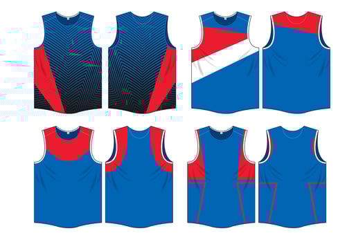 Blue and red design combination of running jersey template vector