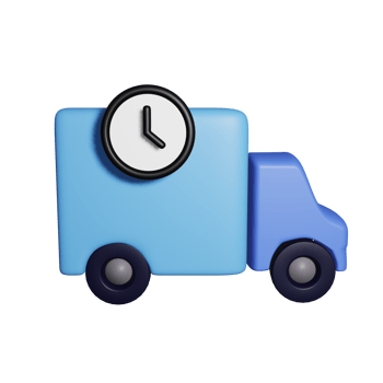 3D Blue Delivery Truck with Timer Symbol png