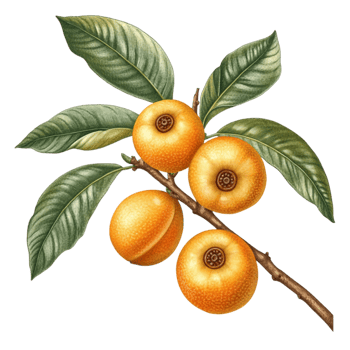 Fresh Loquats on a Tree Branch with Green Leaves png