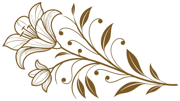 Ornate Lily and Leaves Graphic Design vector