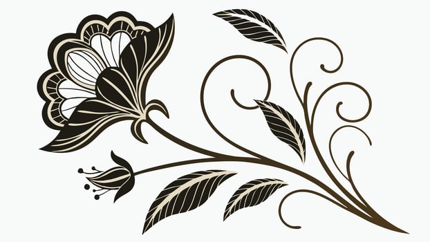 Ornate Floral Design with Swirls and Leaves vector