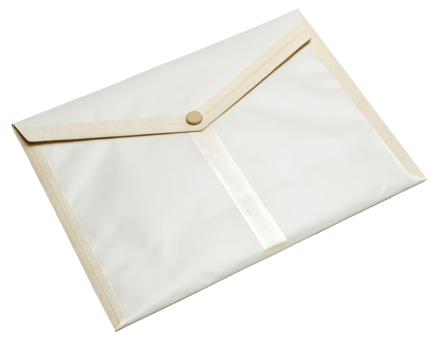 White envelope style document holder on a transparent background png