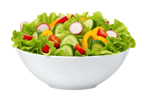 Fresh vegetable salad in a white bowl png