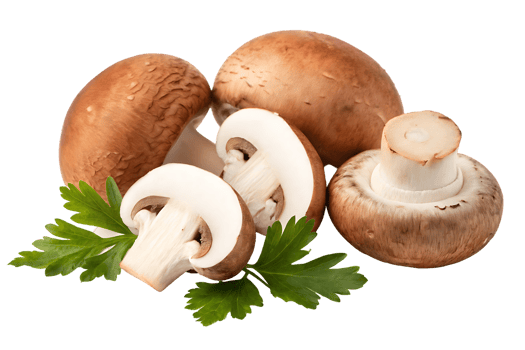 Fresh brown mushrooms with parsley png
