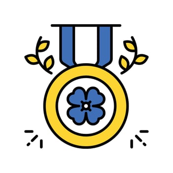 Gold Medal filled outline icon. EPS 10 file, vector