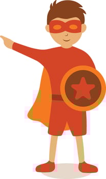 Children Superhero Illustration with Cartoon Design. vector
