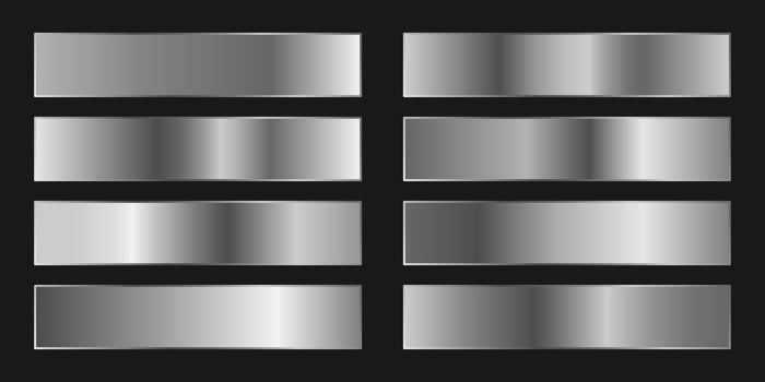 Metallic silver gradients. Elegant silver gradients collection. vector
