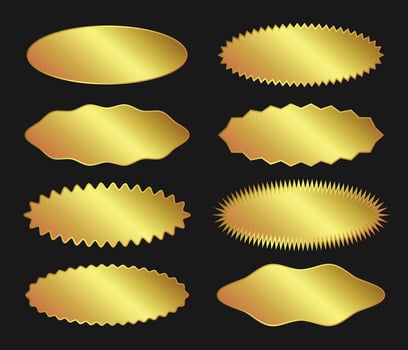 Gold stickers collection. Golden design element for labels. vector