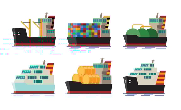 Set of Cargo and Freight Ships for Transport vector