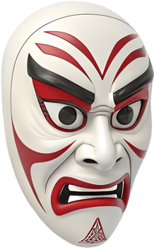 Intricate Noh mask clipart for historical projects. . png