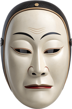 Authentic Japanese Noh mask clipart for artistic use. . png