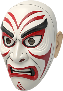 Cultural traditional Noh mask clipart for theater use. . png